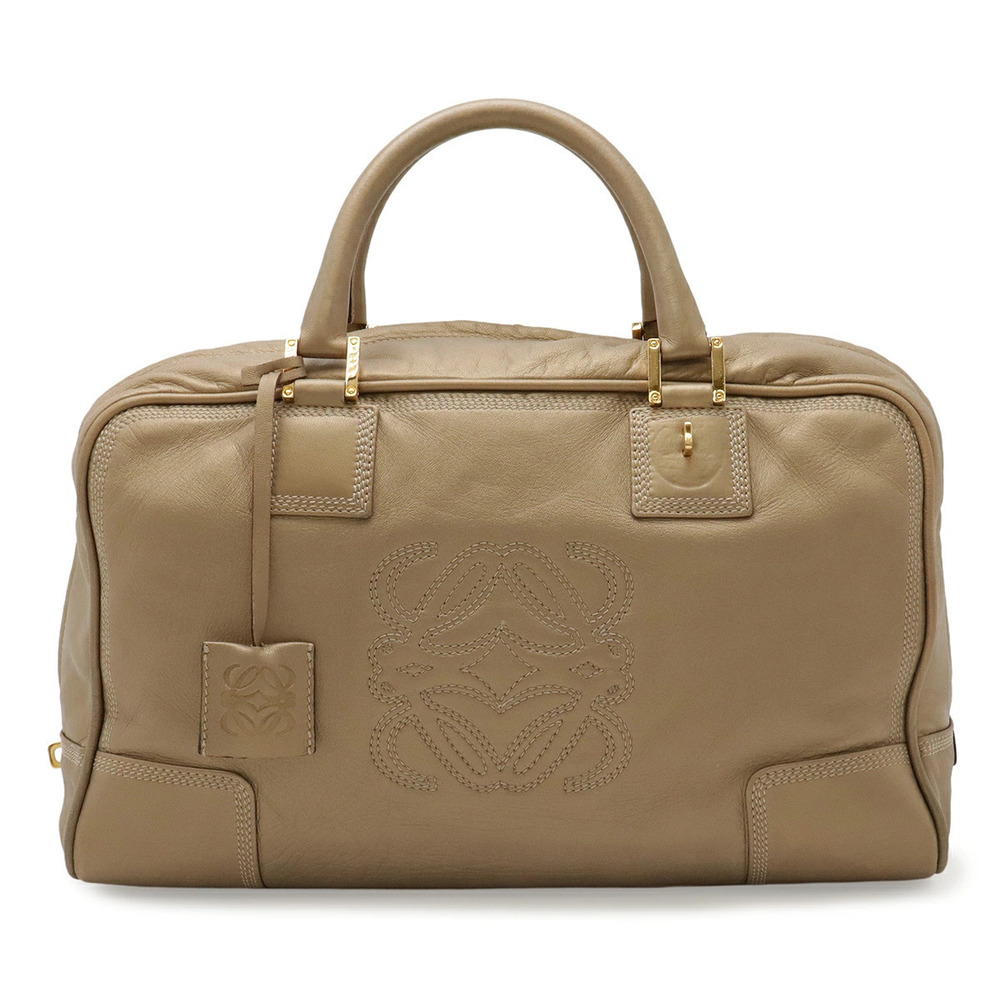 Loewe Amazona Anagram Handbag Boston Bag Leather Metallic Gold Tone
